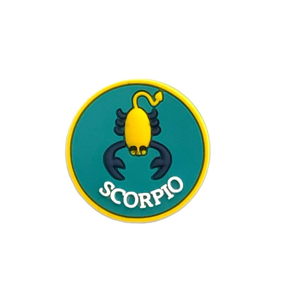 Scorpio Zodiac Sign Cartoon Blue Yellow Croc Charm